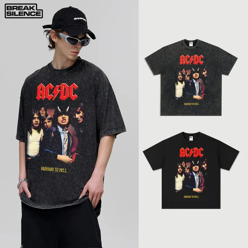 2024 Classic AC Print T-shirt DC Men Women Cotton Hip Hop Oversized Tshirt Short Sleeve T Shirt Streetwear Top Tee For Fans Gift