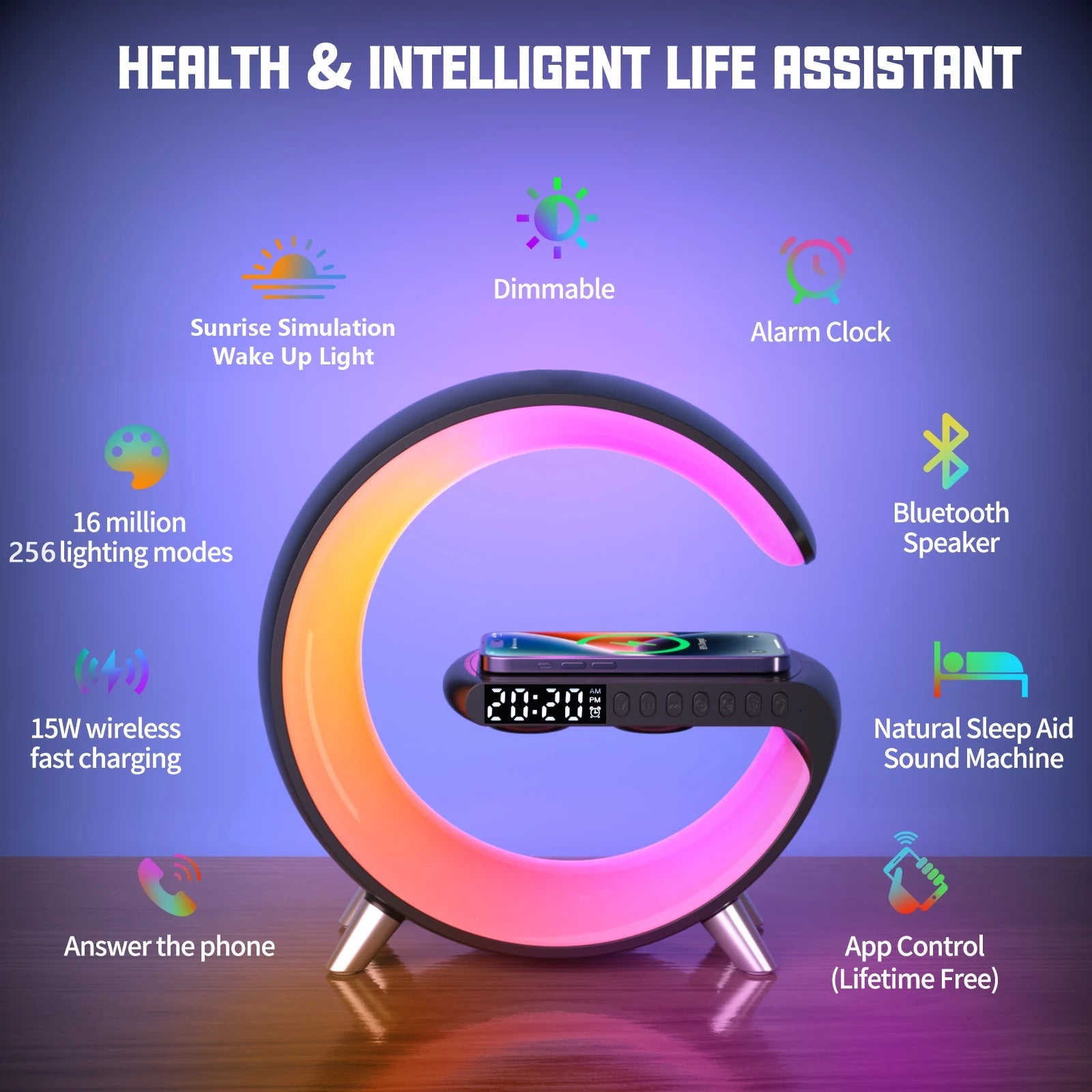 Bluetooth Speaker Wireless Charger with Portable Small Mini Speakerwireless Atmosphere Lampmultifunctional Rgb Night Light - TheGlamTrend14:29White APP controlWhite APP controlBluetooth Speaker Wireless Charger with Portable Small Mini Speakerwireless Atmosphere Lampmultifunctional Rgb Night Light
