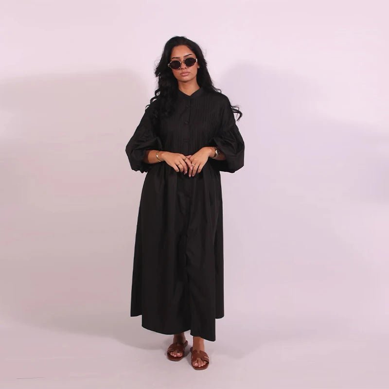 Casual Long Dress Women Loose O Neck Single Breasted Long Sleeves High Waist Robe Female 2025 Summer Fashion Solid Dresses Lady - TheGlamTrend14:200004889black;5:100014064blackSCasual Long Dress Women Loose O Neck Single Breasted Long Sleeves High Waist Robe Female 2025 Summer Fashion Solid Dresses Lady