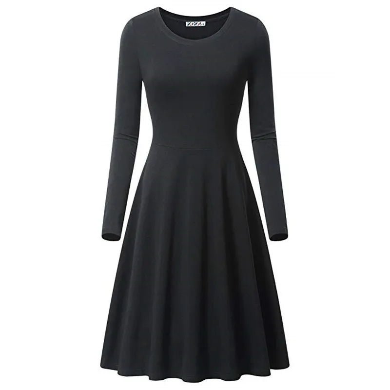 Casual round Neck Dress Long Sleeve Summer Dress Comfortable Lightweight Women's Fashion Clothing - TheGlamTrend14:193;5:4182blackXXLCasual round Neck Dress Long Sleeve Summer Dress Comfortable Lightweight Women's Fashion Clothing