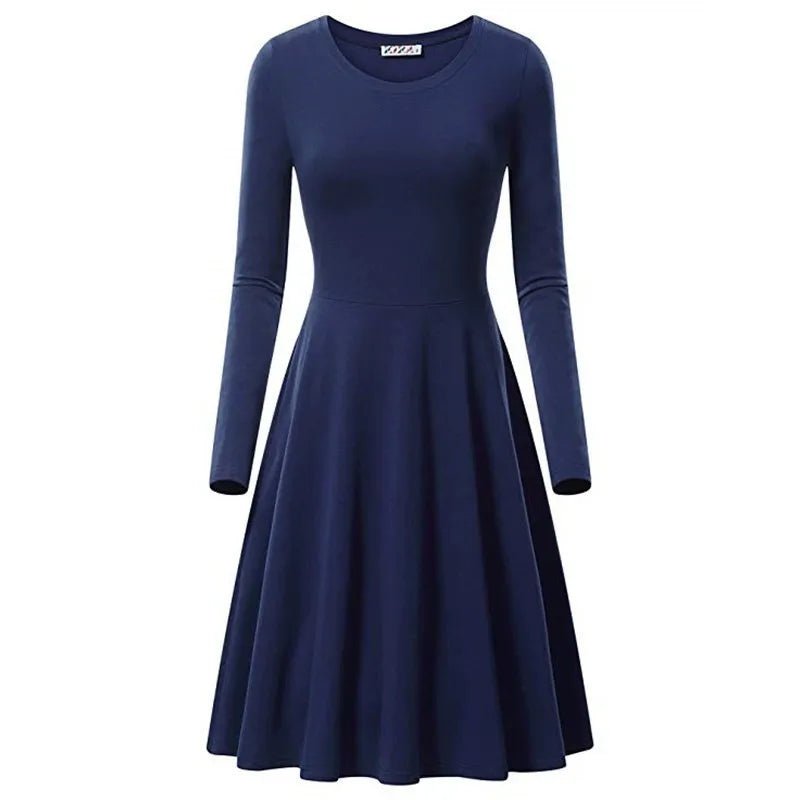 Casual round Neck Dress Long Sleeve Summer Dress Comfortable Lightweight Women's Fashion Clothing - TheGlamTrend14:201800840;5:4182Navy BlueXXLCasual round Neck Dress Long Sleeve Summer Dress Comfortable Lightweight Women's Fashion Clothing