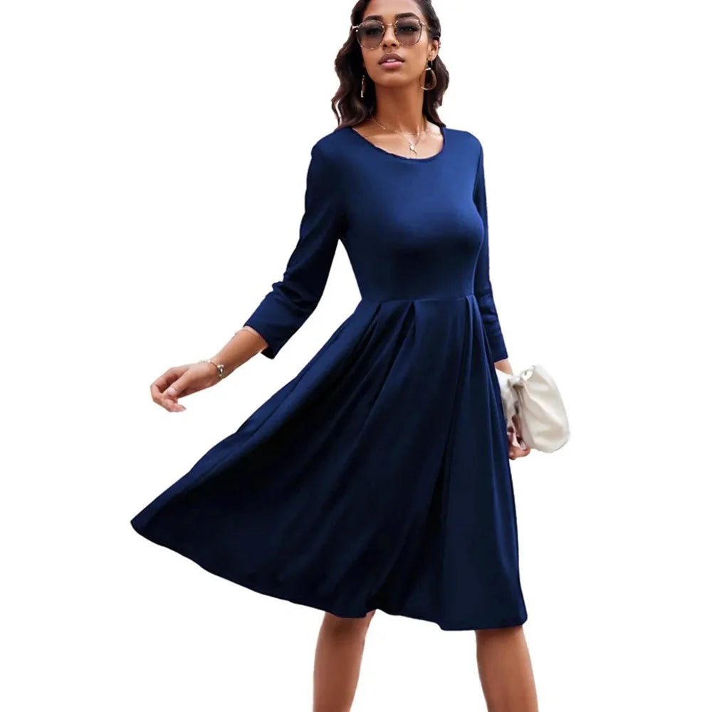Casual round Neck Dress Long Sleeve Summer Dress Comfortable Lightweight Women's Fashion Clothing - TheGlamTrend14:273312254;5:100014064ClaretSCasual round Neck Dress Long Sleeve Summer Dress Comfortable Lightweight Women's Fashion Clothing