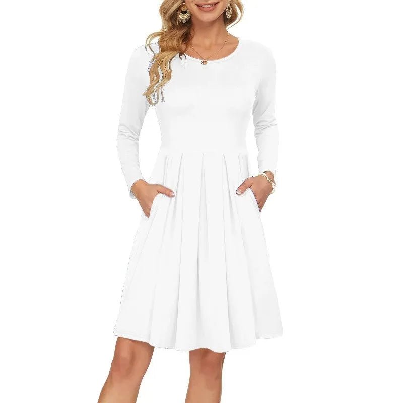 Casual round Neck Dress Long Sleeve Summer Dress Comfortable Lightweight Women's Fashion Clothing - TheGlamTrend14:273312254;5:100014064ClaretSCasual round Neck Dress Long Sleeve Summer Dress Comfortable Lightweight Women's Fashion Clothing