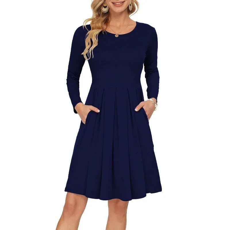 Casual round Neck Dress Long Sleeve Summer Dress Comfortable Lightweight Women's Fashion Clothing - TheGlamTrend14:273312254;5:100014064ClaretSCasual round Neck Dress Long Sleeve Summer Dress Comfortable Lightweight Women's Fashion Clothing