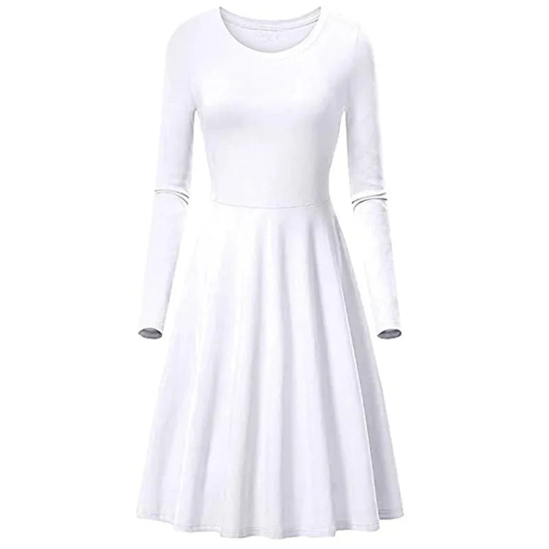 Casual round Neck Dress Long Sleeve Summer Dress Comfortable Lightweight Women's Fashion Clothing - TheGlamTrend14:29;5:361385WHITELCasual round Neck Dress Long Sleeve Summer Dress Comfortable Lightweight Women's Fashion Clothing