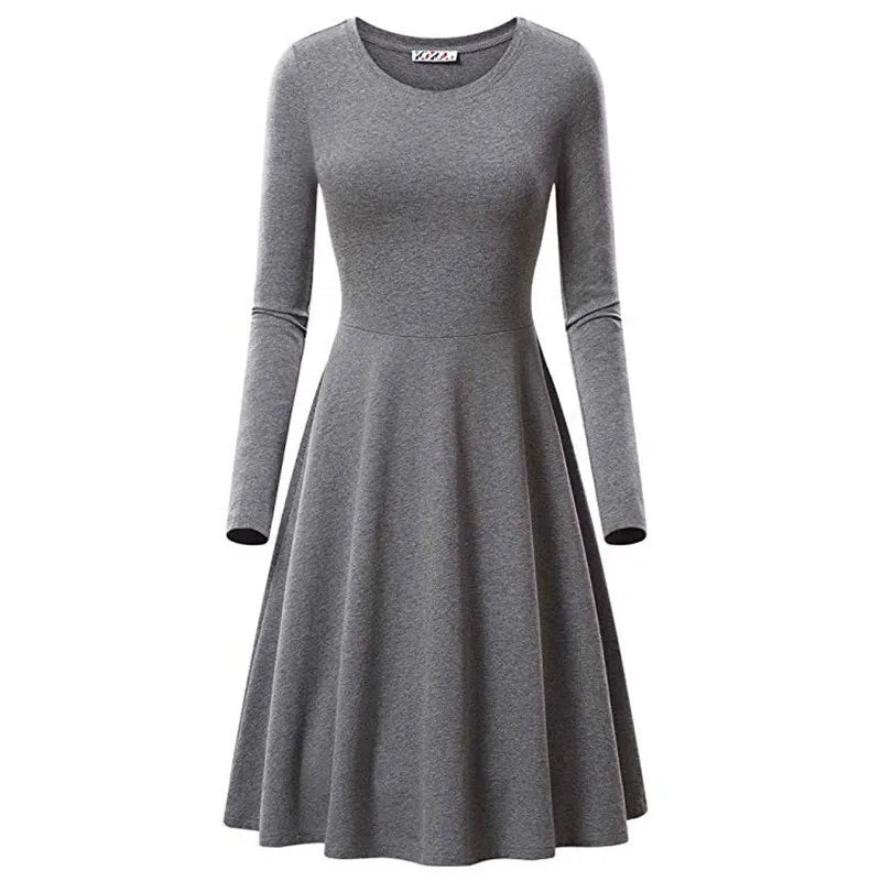 Casual round Neck Dress Long Sleeve Summer Dress Comfortable Lightweight Women's Fashion Clothing - TheGlamTrend14:691;5:100014064GRAYSCasual round Neck Dress Long Sleeve Summer Dress Comfortable Lightweight Women's Fashion Clothing