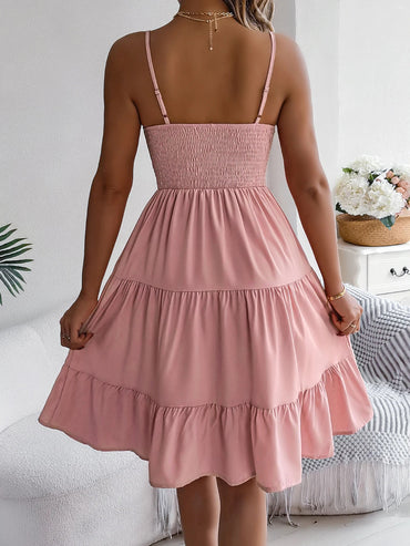 Casual Vacation Ruffled Camisole Dress Spring Summer Women's Solid Dresses for Women - TheGlamTrend14:1052;5:361386PinkMCasual Vacation Ruffled Camisole Dress Spring Summer Women's Solid Dresses for Women