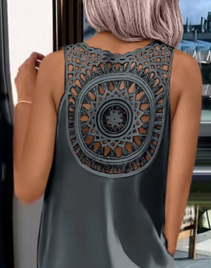 Casual women's dresses 2025 Summer Fashion Slit Hollow - Out Casual Plain Round Neck Sleeveless Daily Straight Mid - Calf long dress - TheGlamTrend14:193B;5:100014064BSCasual women's dresses 2025 Summer Fashion Slit Hollow - Out Casual Plain Round Neck Sleeveless Daily Straight Mid - Calf long dress