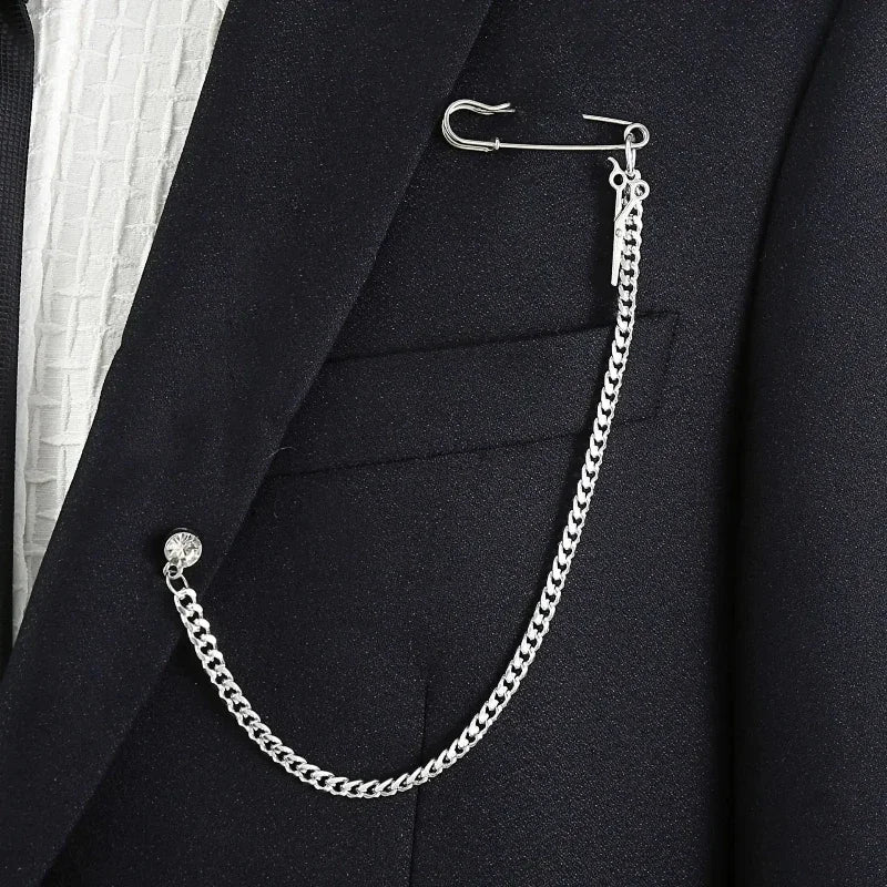 Chain Brooch for Men Long Chains Pins Men's Fashion Suit Accessories Personality Exaggerated Trendy Mens Brooches - TheGlamTrend200001033:20000486211Chain Brooch for Men Long Chains Pins Men's Fashion Suit Accessories Personality Exaggerated Trendy Mens Brooches