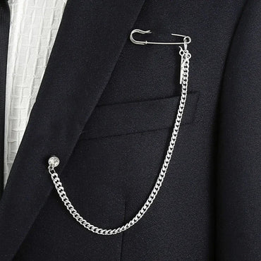 Chain Brooch for Men Long Chains Pins Men's Fashion Suit Accessories Personality Exaggerated Trendy Mens Brooches - TheGlamTrend200001033:20000486211Chain Brooch for Men Long Chains Pins Men's Fashion Suit Accessories Personality Exaggerated Trendy Mens Brooches