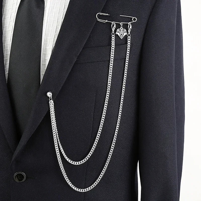 Chain Brooch for Men Long Chains Pins Men's Fashion Suit Accessories Personality Exaggerated Trendy Mens Brooches - TheGlamTrend200001033:20000518433Chain Brooch for Men Long Chains Pins Men's Fashion Suit Accessories Personality Exaggerated Trendy Mens Brooches