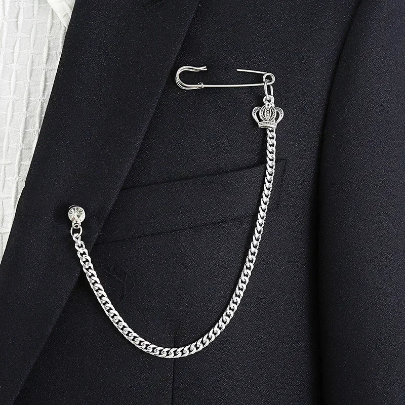 Chain Brooch for Men Long Chains Pins Men's Fashion Suit Accessories Personality Exaggerated Trendy Mens Brooches - TheGlamTrend200001033:36118044Chain Brooch for Men Long Chains Pins Men's Fashion Suit Accessories Personality Exaggerated Trendy Mens Brooches