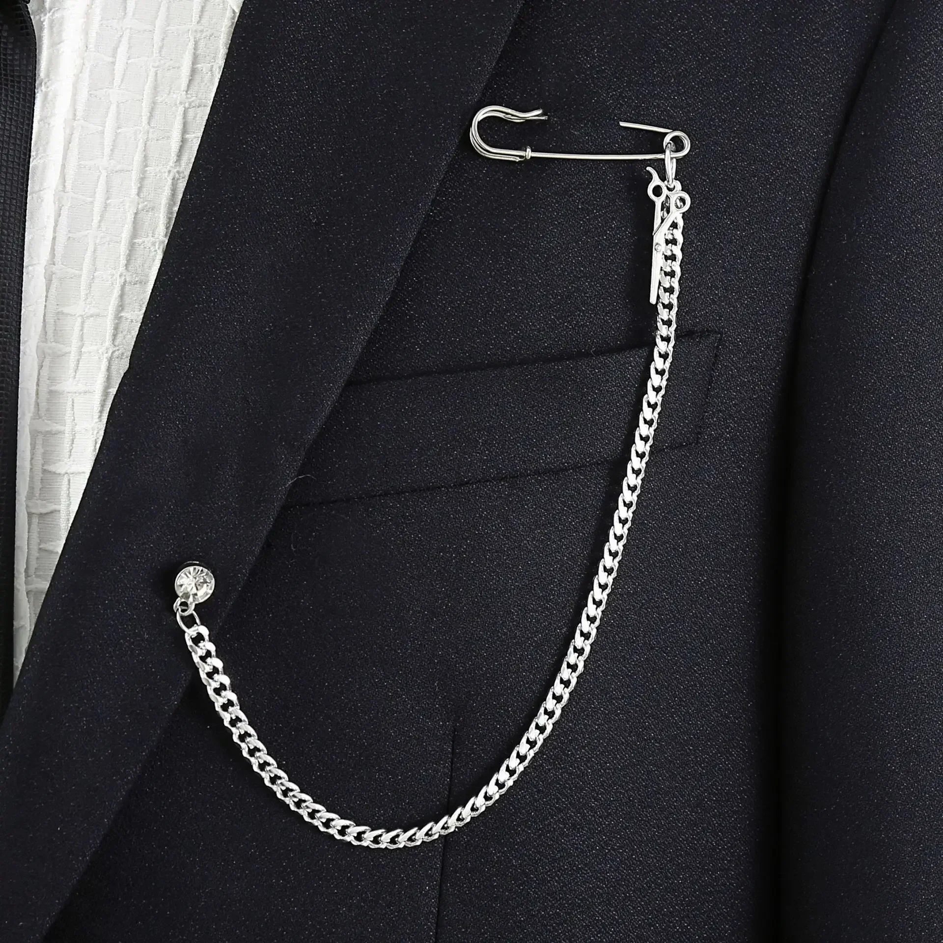 Chain Brooch for Men Long Chains Pins Men's Fashion Suit Accessories Personality Exaggerated Trendy Mens Brooches - TheGlamTrend200001033:36118155Chain Brooch for Men Long Chains Pins Men's Fashion Suit Accessories Personality Exaggerated Trendy Mens Brooches