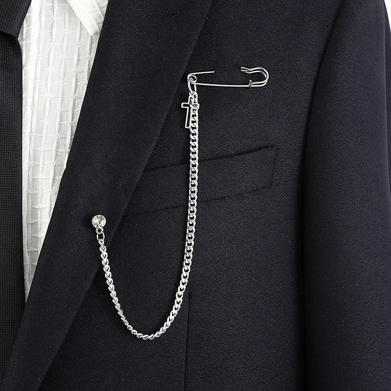 Chain Brooch for Men Long Chains Pins Men's Fashion Suit Accessories Personality Exaggerated Trendy Mens Brooches - TheGlamTrend200001033:36118766Chain Brooch for Men Long Chains Pins Men's Fashion Suit Accessories Personality Exaggerated Trendy Mens Brooches