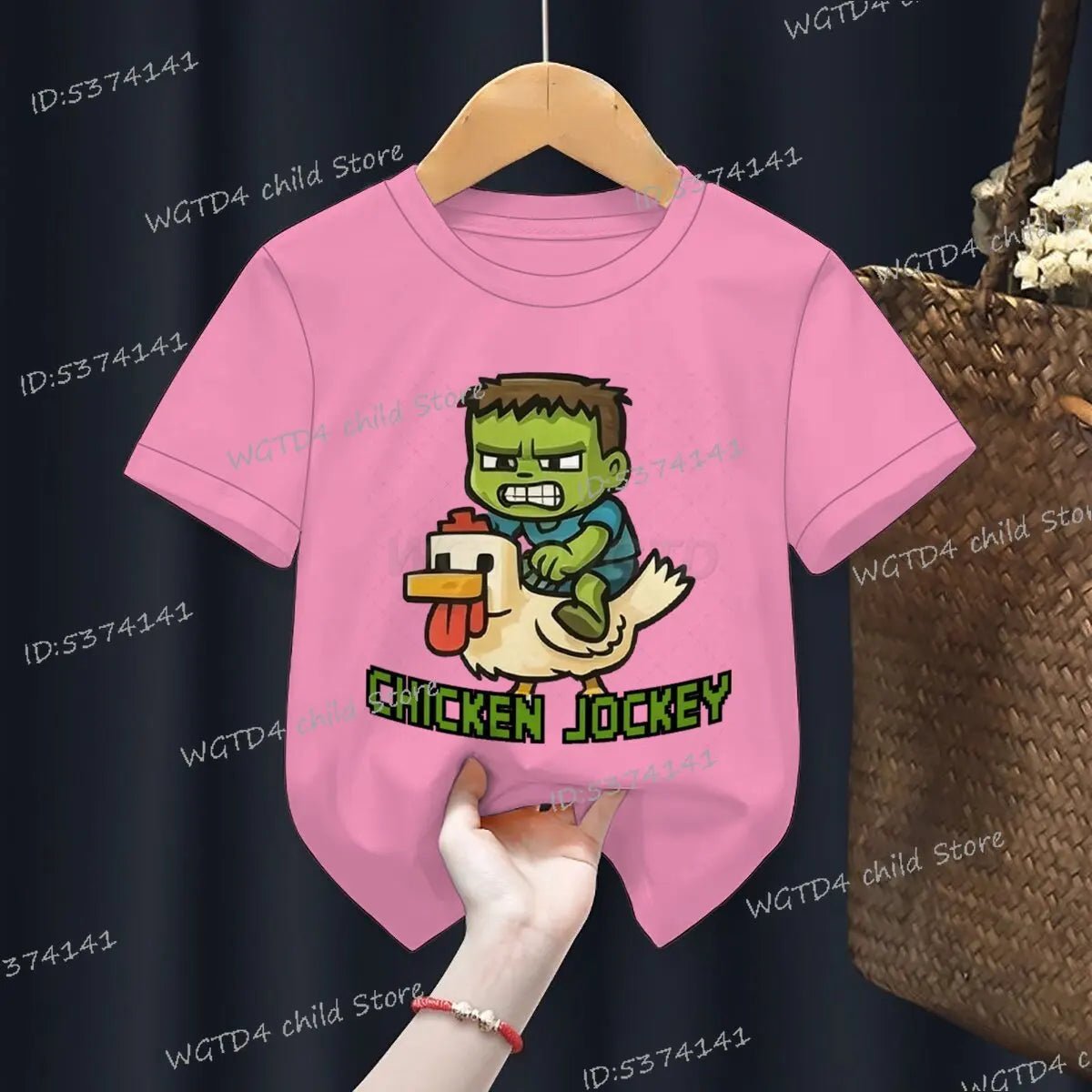 Children's Clothing Funny Chicken Jockey Graphic T Shirt Baby Girl Boy Summer Tops Cartoon Fashion Chicken Jockey Kids Clothes - TheGlamTrend14:1052;200000463:200004187Pink2TChildren's Clothing Funny Chicken Jockey Graphic T Shirt Baby Girl Boy Summer Tops Cartoon Fashion Chicken Jockey Kids Clothes