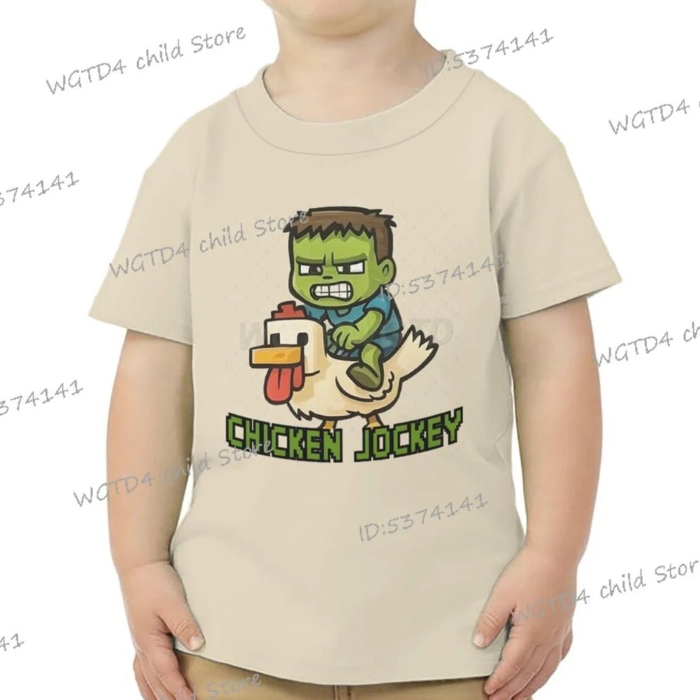 Children's Clothing Funny Chicken Jockey Graphic T Shirt Baby Girl Boy Summer Tops Cartoon Fashion Chicken Jockey Kids Clothes - TheGlamTrend14:200001438;200000463:200661902Khaki8TChildren's Clothing Funny Chicken Jockey Graphic T Shirt Baby Girl Boy Summer Tops Cartoon Fashion Chicken Jockey Kids Clothes