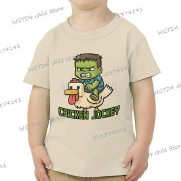 Children's Clothing Funny Chicken Jockey Graphic T Shirt Baby Girl Boy Summer Tops Cartoon Fashion Chicken Jockey Kids Clothes - TheGlamTrend14:200001438;200000463:200661902Khaki8TChildren's Clothing Funny Chicken Jockey Graphic T Shirt Baby Girl Boy Summer Tops Cartoon Fashion Chicken Jockey Kids Clothes