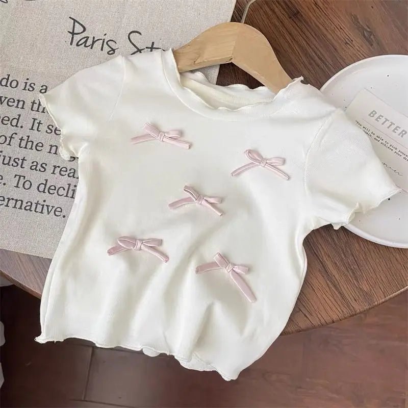 Children's Clothing Sets Bow Short Sleeve Top + Plaid Wide Leg Pants 2pcs Sets Kids Clothes for Girls Toddler Girl Clothes - TheGlamTrend14:771white tops;200000463:200661901white tops7TChildren's Clothing Sets Bow Short Sleeve Top + Plaid Wide Leg Pants 2pcs Sets Kids Clothes for Girls Toddler Girl Clothes