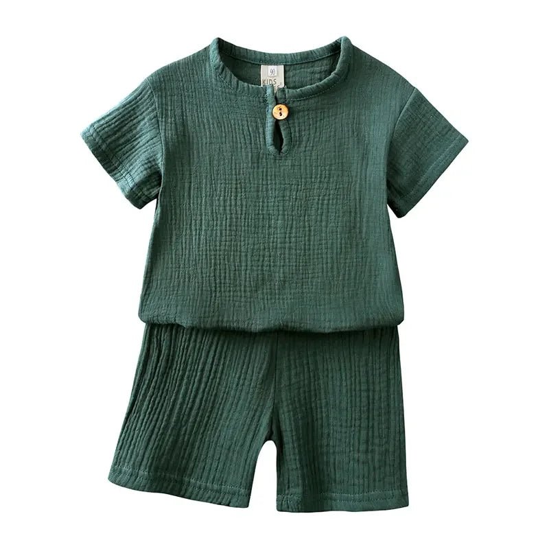 Cotton Linen Kids Clothes Girls Outfit Summer Boy Clothing Sets Solid Color Short Sleeve Tops Shorts Children Clothing 2 - 7 Years - TheGlamTrend14:175;200000463:200004188green3TCotton Linen Kids Clothes Girls Outfit Summer Boy Clothing Sets Solid Color Short Sleeve Tops Shorts Children Clothing 2 - 7 Years