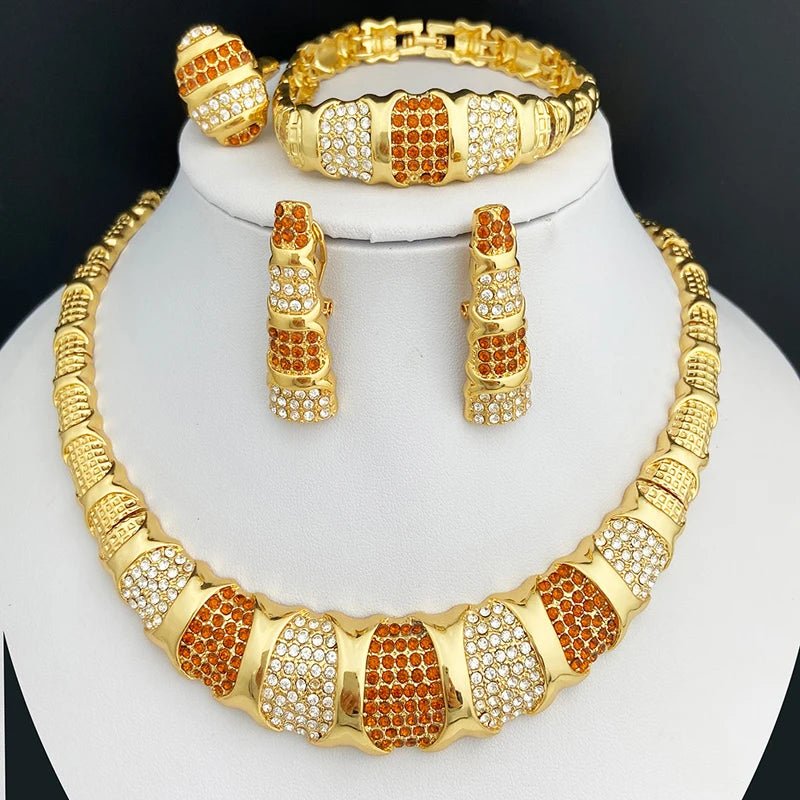 Dubai Jewelry Set For Women 18K Gold Plated Luxury Necklace Earrings Bracelet And Ring Set Jewelry For Wedding Party Trending - TheGlamTrend200001033:36118833Dubai Jewelry Set For Women 18K Gold Plated Luxury Necklace Earrings Bracelet And Ring Set Jewelry For Wedding Party Trending