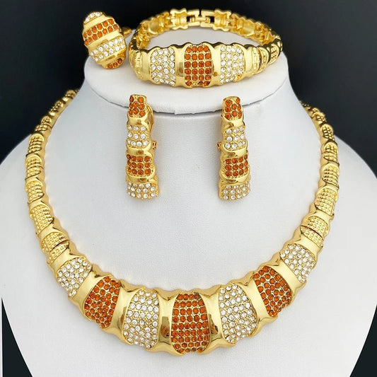 Dubai Jewelry Set For Women 18K Gold Plated Luxury Necklace Earrings Bracelet And Ring Set Jewelry For Wedding Party Trending - TheGlamTrend200001033:36118833Dubai Jewelry Set For Women 18K Gold Plated Luxury Necklace Earrings Bracelet And Ring Set Jewelry For Wedding Party Trending