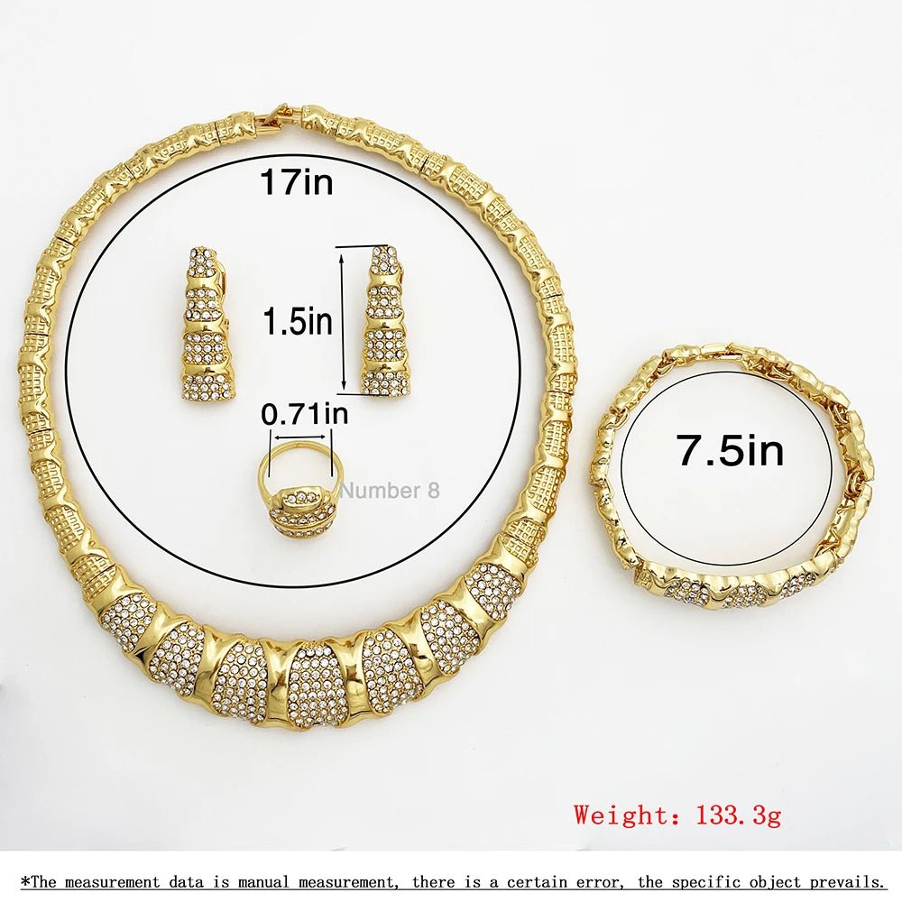 Dubai Jewelry Set For Women 18K Gold Plated Luxury Necklace Earrings Bracelet And Ring Set Jewelry For Wedding Party Trending - TheGlamTrend200001033:36118833Dubai Jewelry Set For Women 18K Gold Plated Luxury Necklace Earrings Bracelet And Ring Set Jewelry For Wedding Party Trending