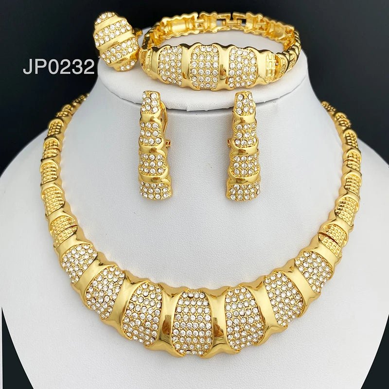 Dubai Jewelry Set For Women 18K Gold Plated Luxury Necklace Earrings Bracelet And Ring Set Jewelry For Wedding Party Trending - TheGlamTrend200001033:36118833Dubai Jewelry Set For Women 18K Gold Plated Luxury Necklace Earrings Bracelet And Ring Set Jewelry For Wedding Party Trending