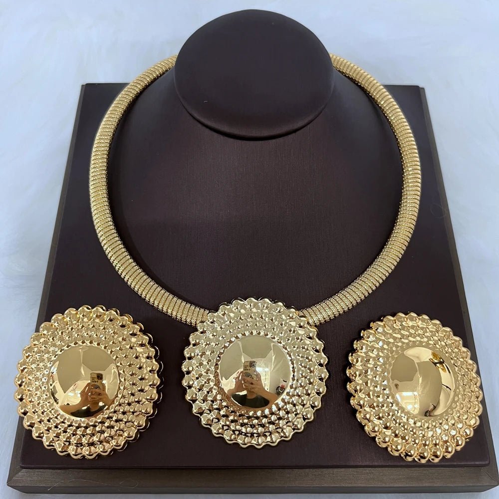 Dubai Jewelry Set for Women Round Beads Pendant Necklace and Earrings Gold Plated Jewelry for Weddings Bride Accessory Gift - TheGlamTrend200001033:361180Big SizeBig Size 1Dubai Jewelry Set for Women Round Beads Pendant Necklace and Earrings Gold Plated Jewelry for Weddings Bride Accessory Gift