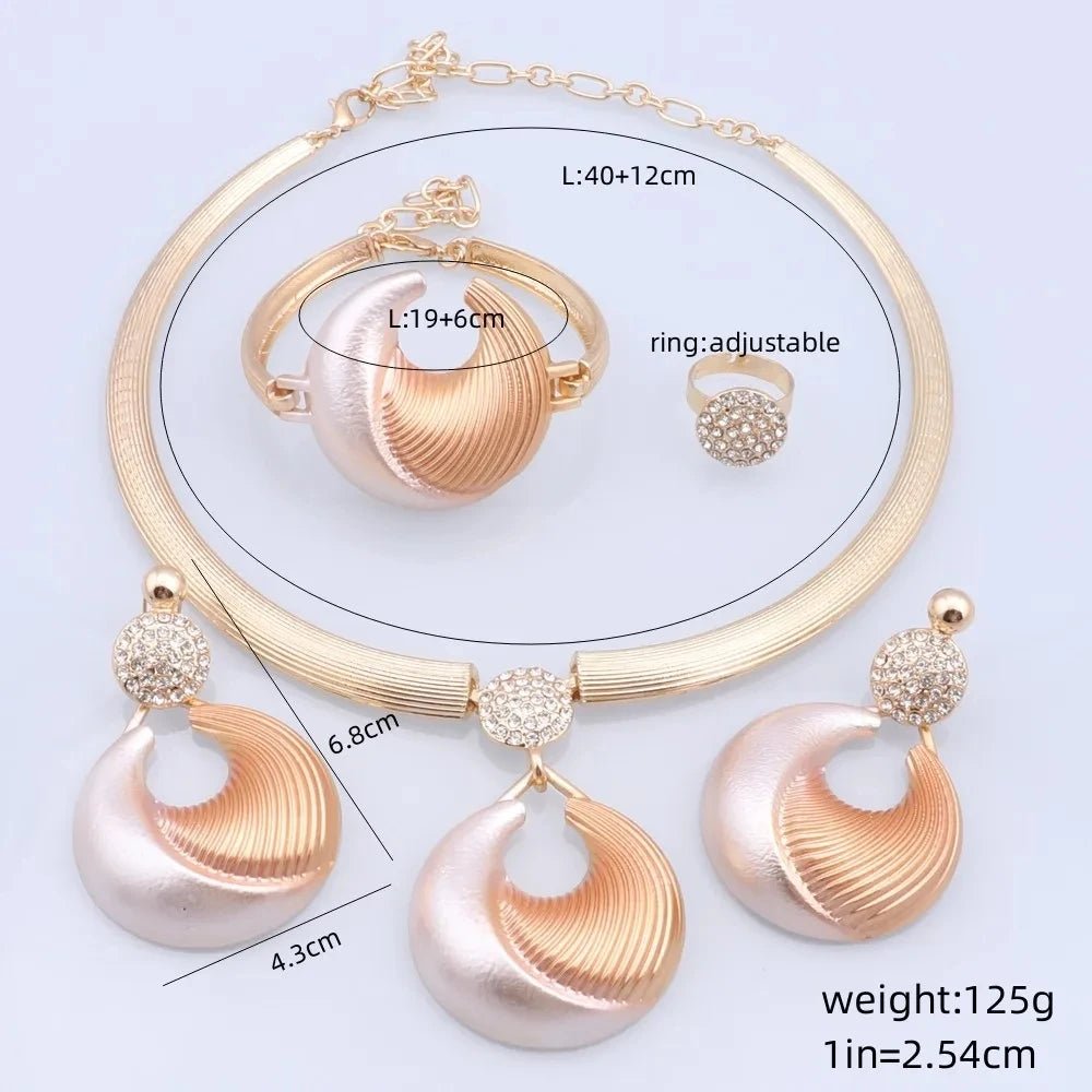 Dubai Jewelry Set For Women Silver Plated Luxury Necklace Earrings Bracelet And Ring Set Jewelry For Wedding Party Trending ﻿ - TheGlamTrend200001033:361180GoldGoldDubai Jewelry Set For Women Silver Plated Luxury Necklace Earrings Bracelet And Ring Set Jewelry For Wedding Party Trending ﻿