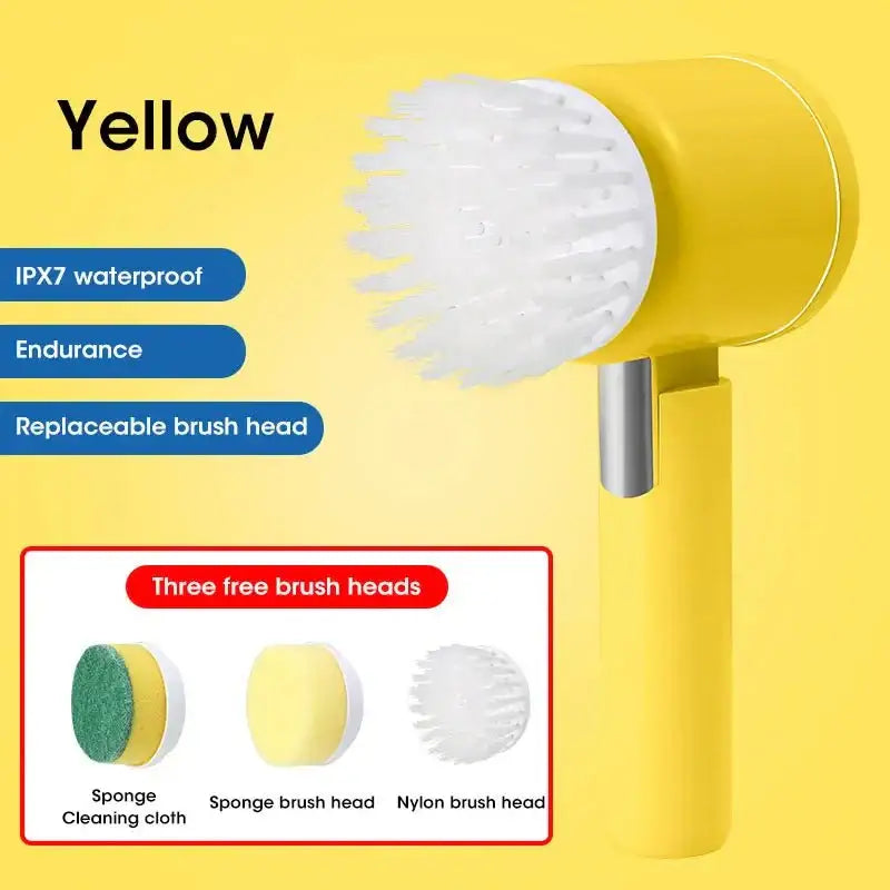 Electric Spin Scrubber, Bathroom Cordless Cleaning Brush Power Scrubber with 5 Replaceable Brush Heads, Electric Cleaning Brush - TheGlamTrend14:173E300 YellowE300 YellowElectric Spin Scrubber, Bathroom Cordless Cleaning Brush Power Scrubber with 5 Replaceable Brush Heads, Electric Cleaning Brush