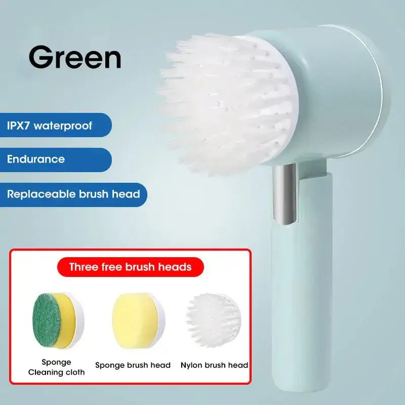 Electric Spin Scrubber, Bathroom Cordless Cleaning Brush Power Scrubber with 5 Replaceable Brush Heads, Electric Cleaning Brush - TheGlamTrend14:350850E300 GreenE300 GreenElectric Spin Scrubber, Bathroom Cordless Cleaning Brush Power Scrubber with 5 Replaceable Brush Heads, Electric Cleaning Brush