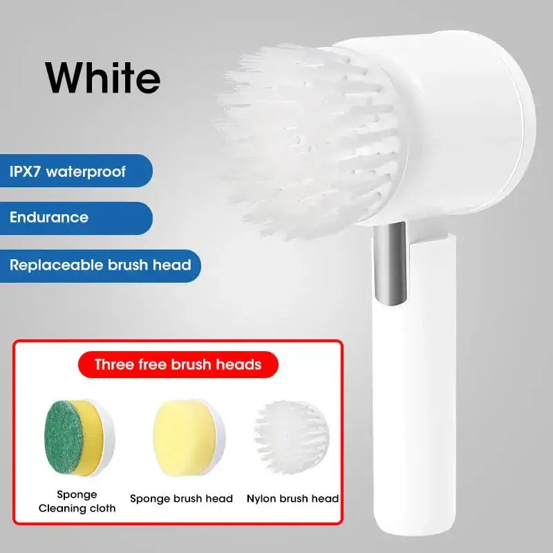 Electric Spin Scrubber, Bathroom Cordless Cleaning Brush Power Scrubber with 5 Replaceable Brush Heads, Electric Cleaning Brush - TheGlamTrend14:350853E300 WhiteE300 WhiteElectric Spin Scrubber, Bathroom Cordless Cleaning Brush Power Scrubber with 5 Replaceable Brush Heads, Electric Cleaning Brush