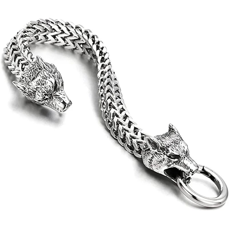 European and American Hip - hop Rock Fashion Personality Trendy Accessories for MEN'S Stainless Steel Wolf Head Bracelet - TheGlamTrend200000639:2832perimeter 21cm;200001034:201447815Steel colorperimeter 21cmEuropean and American Hip - hop Rock Fashion Personality Trendy Accessories for MEN'S Stainless Steel Wolf Head Bracelet