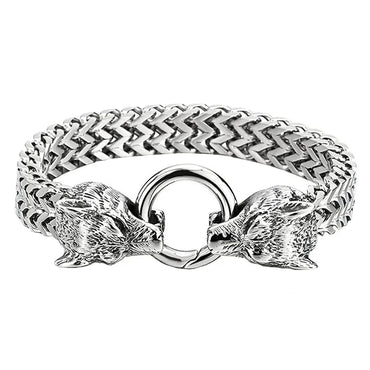 European and American Hip - hop Rock Fashion Personality Trendy Accessories for MEN'S Stainless Steel Wolf Head Bracelet - TheGlamTrend200000639:2832perimeter 21cm;200001034:201447815Steel colorperimeter 21cmEuropean and American Hip - hop Rock Fashion Personality Trendy Accessories for MEN'S Stainless Steel Wolf Head Bracelet