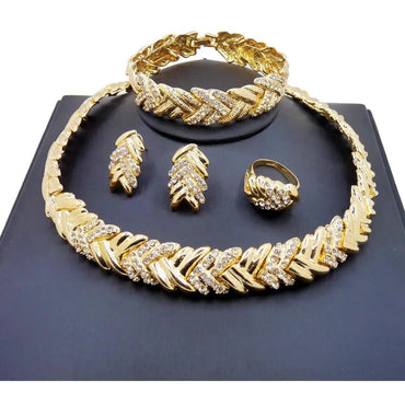 ewelry for Women Fashion Crystal Jewelry Set 18k Gold Plated Rhinestone Clear Crystal Necklace Earrings Accessories Gifts for Pr - TheGlamTrend200000369:699;200000639:200661028;200000783:29;200001033:361181Gold - color845cm|WHITEewelry for Women Fashion Crystal Jewelry Set 18k Gold Plated Rhinestone Clear Crystal Necklace Earrings Accessories Gifts for Pr