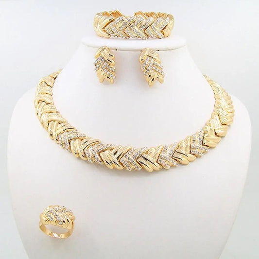 ewelry for Women Fashion Crystal Jewelry Set 18k Gold Plated Rhinestone Clear Crystal Necklace Earrings Accessories Gifts for Pr - TheGlamTrend200000369:699;200000639:200661028;200000783:29;200001033:361181Gold - color845cm|WHITEewelry for Women Fashion Crystal Jewelry Set 18k Gold Plated Rhinestone Clear Crystal Necklace Earrings Accessories Gifts for Pr