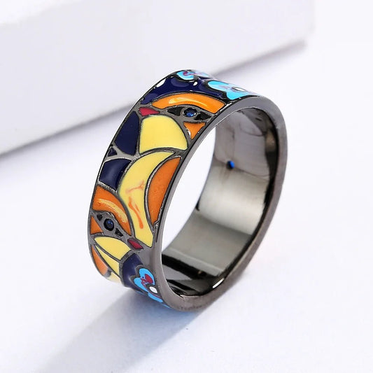 Exquisite Jewelry Rings for Women Blue Bird Flower Enamel Fine Jewelry Black Handmade Gifts - TheGlamTrend200000369:3502629Exquisite Jewelry Rings for Women Blue Bird Flower Enamel Fine Jewelry Black Handmade Gifts