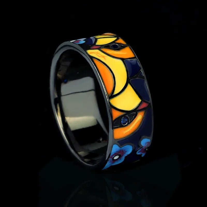 Exquisite Jewelry Rings for Women Blue Bird Flower Enamel Fine Jewelry Black Handmade Gifts - TheGlamTrend200000369:3502629Exquisite Jewelry Rings for Women Blue Bird Flower Enamel Fine Jewelry Black Handmade Gifts