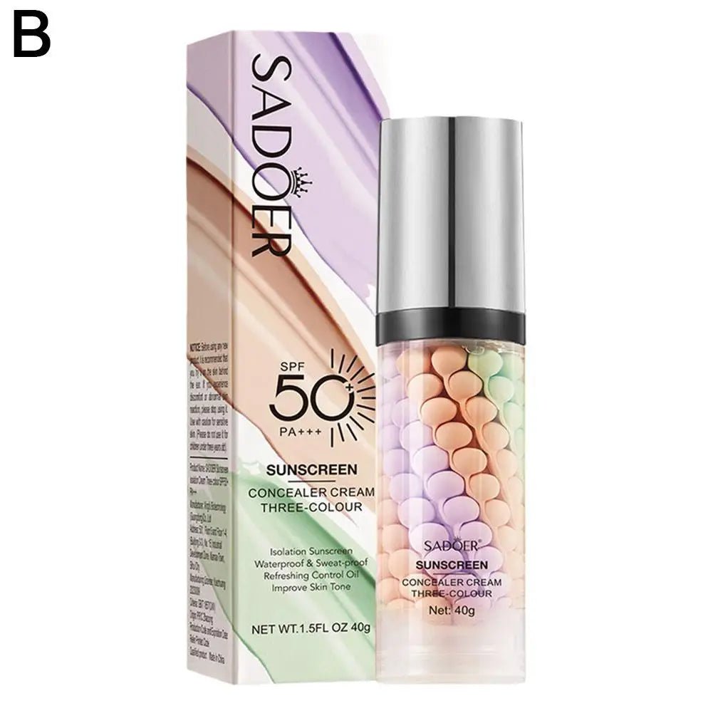 Face Makeup Primer Tri - color Cream Contour Color Isolation Waterproof Makeup Foundation Natural Makeup Base Cream 40g - TheGlamTrend200001176:1254BBFace Makeup Primer Tri - color Cream Contour Color Isolation Waterproof Makeup Foundation Natural Makeup Base Cream 40g