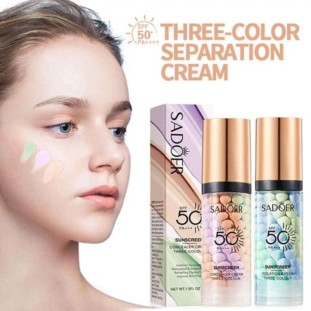 Face Makeup Primer Tri - color Cream Contour Color Isolation Waterproof Makeup Foundation Natural Makeup Base Cream 40g - TheGlamTrend200001176:200000195CCFace Makeup Primer Tri - color Cream Contour Color Isolation Waterproof Makeup Foundation Natural Makeup Base Cream 40g