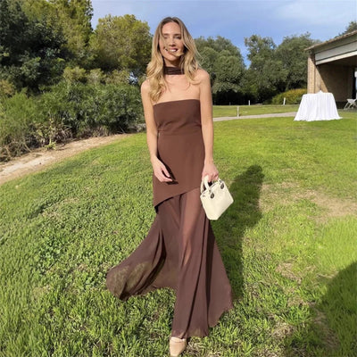 Fashion Strapless Dress With Ribbon Female Elegant Sleeveless Patchwork Mesh Beach Vacation Long Dress 2025 Summer New Dress - TheGlamTrend14:29;5:361386WHITEMFashion Strapless Dress With Ribbon Female Elegant Sleeveless Patchwork Mesh Beach Vacation Long Dress 2025 Summer New Dress