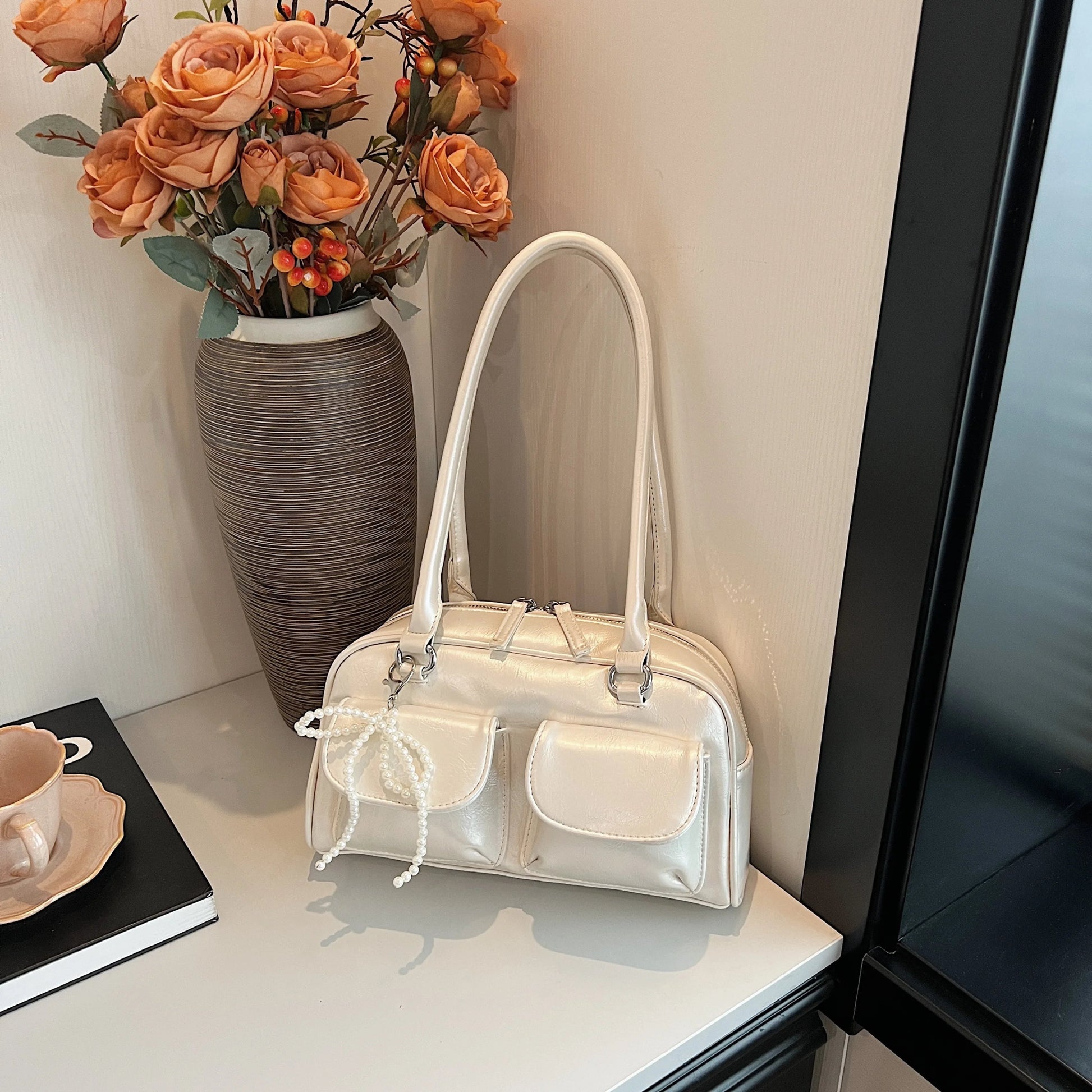 Fashionable Underarm Bow Bag for Women 2024 Korean Edition New Simple Leisure Pillow Bag Trendy Versatile Shoulder Bag - TheGlamTrend14:771BeigeFashionable Underarm Bow Bag for Women 2024 Korean Edition New Simple Leisure Pillow Bag Trendy Versatile Shoulder Bag