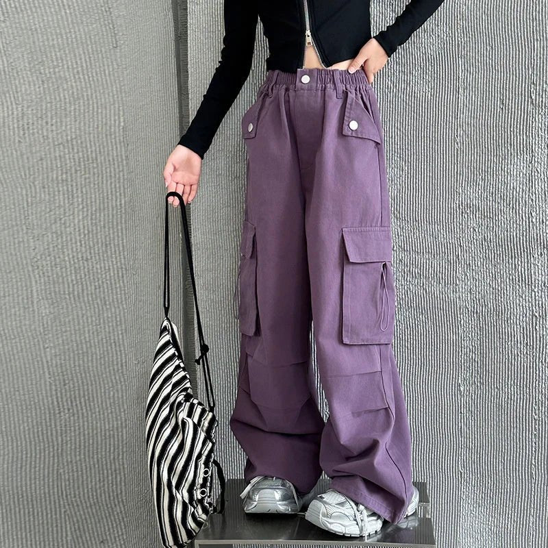 Girls Cargo Pants Spring Large Size Trousers For Teenager Summer Children's Fashion Clothing Kids Casual Loose Clothing 5 - 14Y - TheGlamTrend14:175Purple;200000463:2000041915T(Size 120);200007763:201336100PurpleCHINA5T(Size 120)Girls Cargo Pants Spring Large Size Trousers For Teenager Summer Children's Fashion Clothing Kids Casual Loose Clothing 5 - 14Y