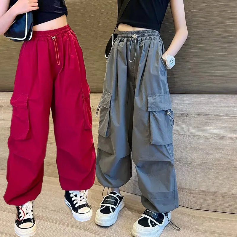 Girls' High Waist Straight Trousers Kids Fashion Hip Hop Joggers Cargo Pants Children Cool Spring Autumn Drawstring Sweatpants - TheGlamTrend14:200004889Black;200000463:20000419513 - 14T(Size 170)Black13 - 14T(Size 170)Girls' High Waist Straight Trousers Kids Fashion Hip Hop Joggers Cargo Pants Children Cool Spring Autumn Drawstring Sweatpants