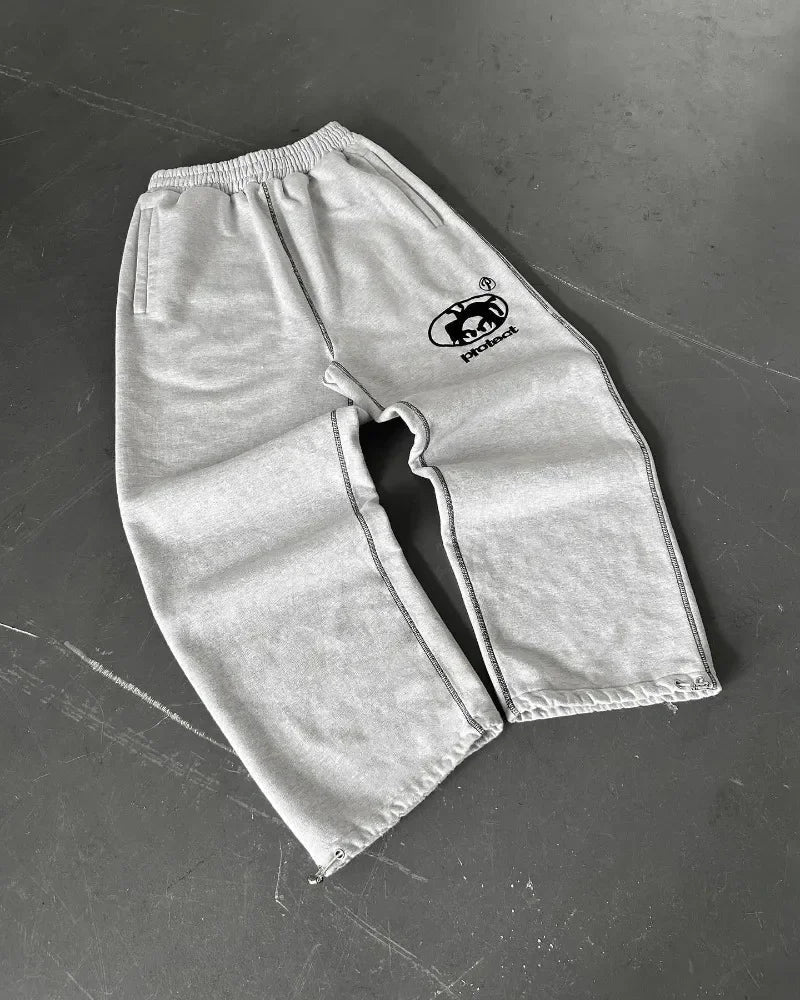 Gothic Retro Letter Embroidered Trousers Men Y2k American High Waist Sports Pants Loose Casual Versatile Wide Leg Pants Women - TheGlamTrend14:200004889A1;5:361386A1 1MGothic Retro Letter Embroidered Trousers Men Y2k American High Waist Sports Pants Loose Casual Versatile Wide Leg Pants Women