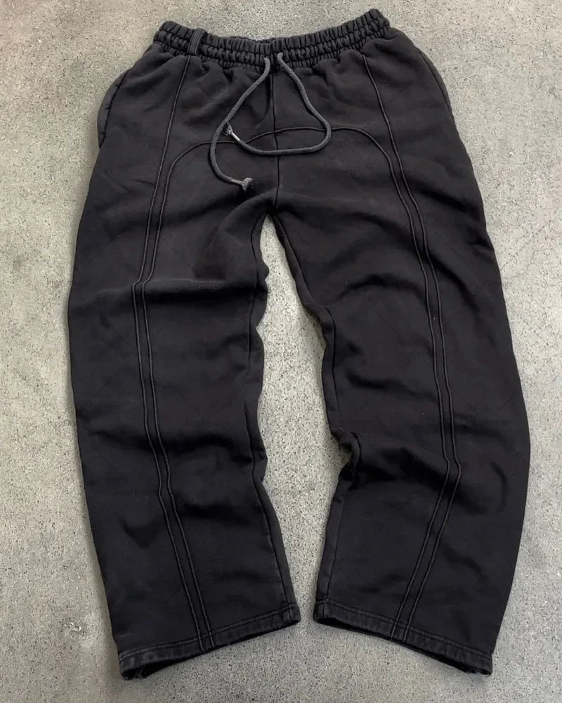 Gothic Retro Letter Embroidered Trousers Men Y2k American High Waist Sports Pants Loose Casual Versatile Wide Leg Pants Women - TheGlamTrend14:202520811A1;5:4183A1 7XXXLGothic Retro Letter Embroidered Trousers Men Y2k American High Waist Sports Pants Loose Casual Versatile Wide Leg Pants Women