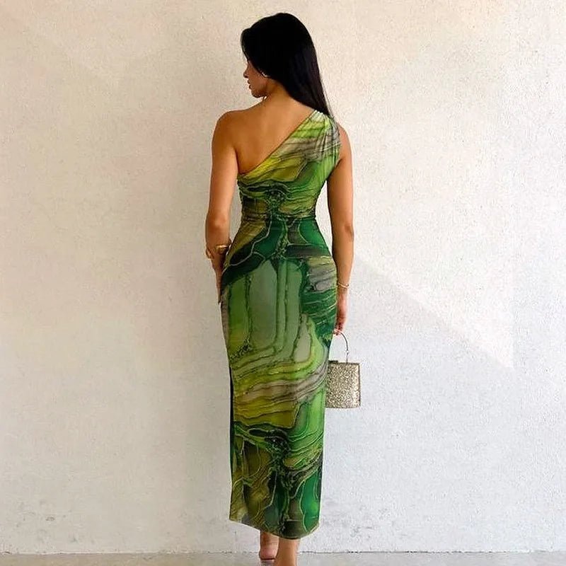 Green Print Long Dress Women Fashion One Shoulder Slim Evening Party Dresses Summer Sexy Backless Ruched Maxi Dress 2024 - TheGlamTrend14:175;5:100014064greenSGreen Print Long Dress Women Fashion One Shoulder Slim Evening Party Dresses Summer Sexy Backless Ruched Maxi Dress 2024
