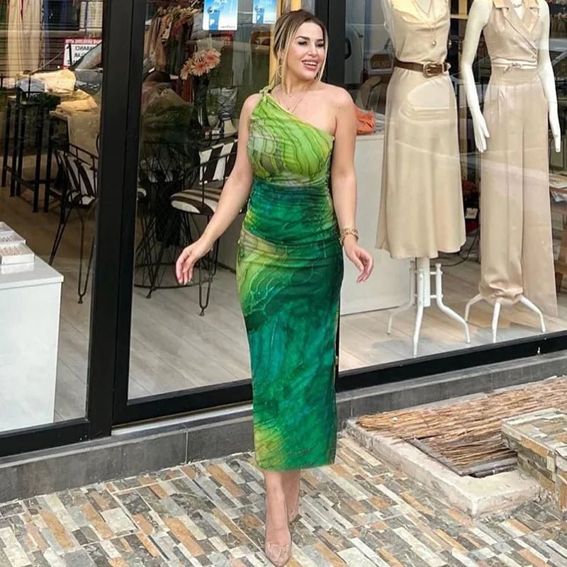 Green Print Long Dress Women Fashion One Shoulder Slim Evening Party Dresses Summer Sexy Backless Ruched Maxi Dress 2024 - TheGlamTrend14:175;5:100014064greenSGreen Print Long Dress Women Fashion One Shoulder Slim Evening Party Dresses Summer Sexy Backless Ruched Maxi Dress 2024