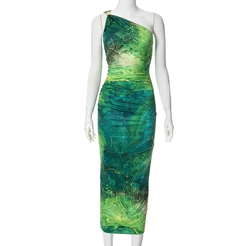 Green Print Long Dress Women Fashion One Shoulder Slim Evening Party Dresses Summer Sexy Backless Ruched Maxi Dress 2024 - TheGlamTrend14:175;5:100014064greenSGreen Print Long Dress Women Fashion One Shoulder Slim Evening Party Dresses Summer Sexy Backless Ruched Maxi Dress 2024