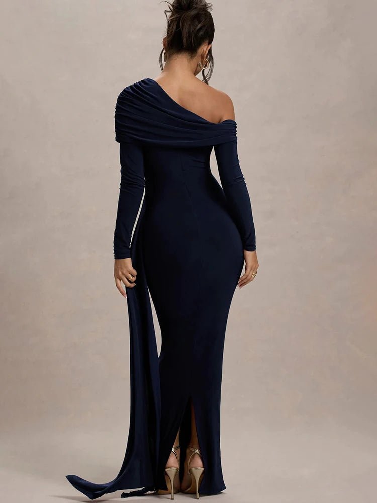 JULISSA MO Sexy One Shoulder Bandage Women Long Dress Black Long Sleeve Evening Dress Winter Skinny Elegant Party Clubwear 2024 - TheGlamTrend14:193Black;5:361385BlackLJULISSA MO Sexy One Shoulder Bandage Women Long Dress Black Long Sleeve Evening Dress Winter Skinny Elegant Party Clubwear 2024